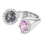 14K White Gold Pink and Blue Spinel and Diamond Ring - Nazarelle