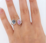 14K White Gold Pink and Blue Spinel and Diamond Ring - Nazarelle