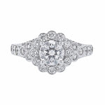 18K White Gold Round Halo Pave Bezel Diamond Ring - Nazarelle