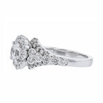 18K White Gold Round Halo Pave Bezel Diamond Ring - Nazarelle