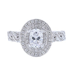 Oval Shape Double Halo Diamond Ring, 0.76ct. - Nazarelle