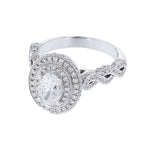 Oval Shape Double Halo Diamond Ring, 0.76ct. - Nazarelle