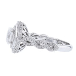Oval Shape Double Halo Diamond Ring, 0.76ct. - Nazarelle