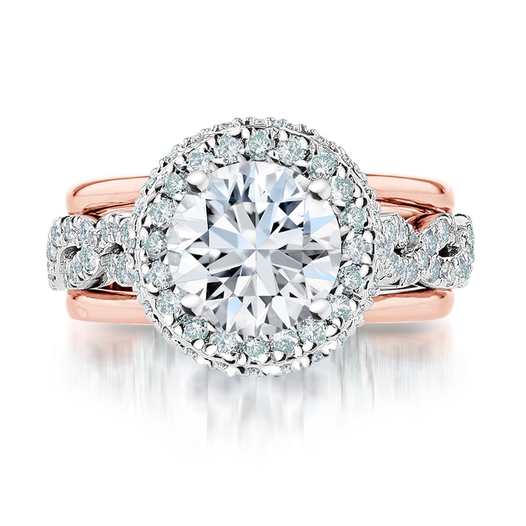 14K White and Rose Gold Round Diamond Engagement Ring - Nazarelle