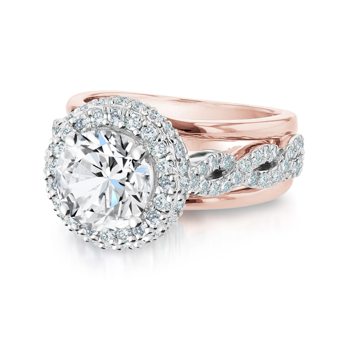 14K White and Rose Gold Round Diamond Engagement Ring - Nazarelle