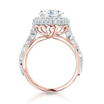 14K White and Rose Gold Round Diamond Engagement Ring - Nazarelle