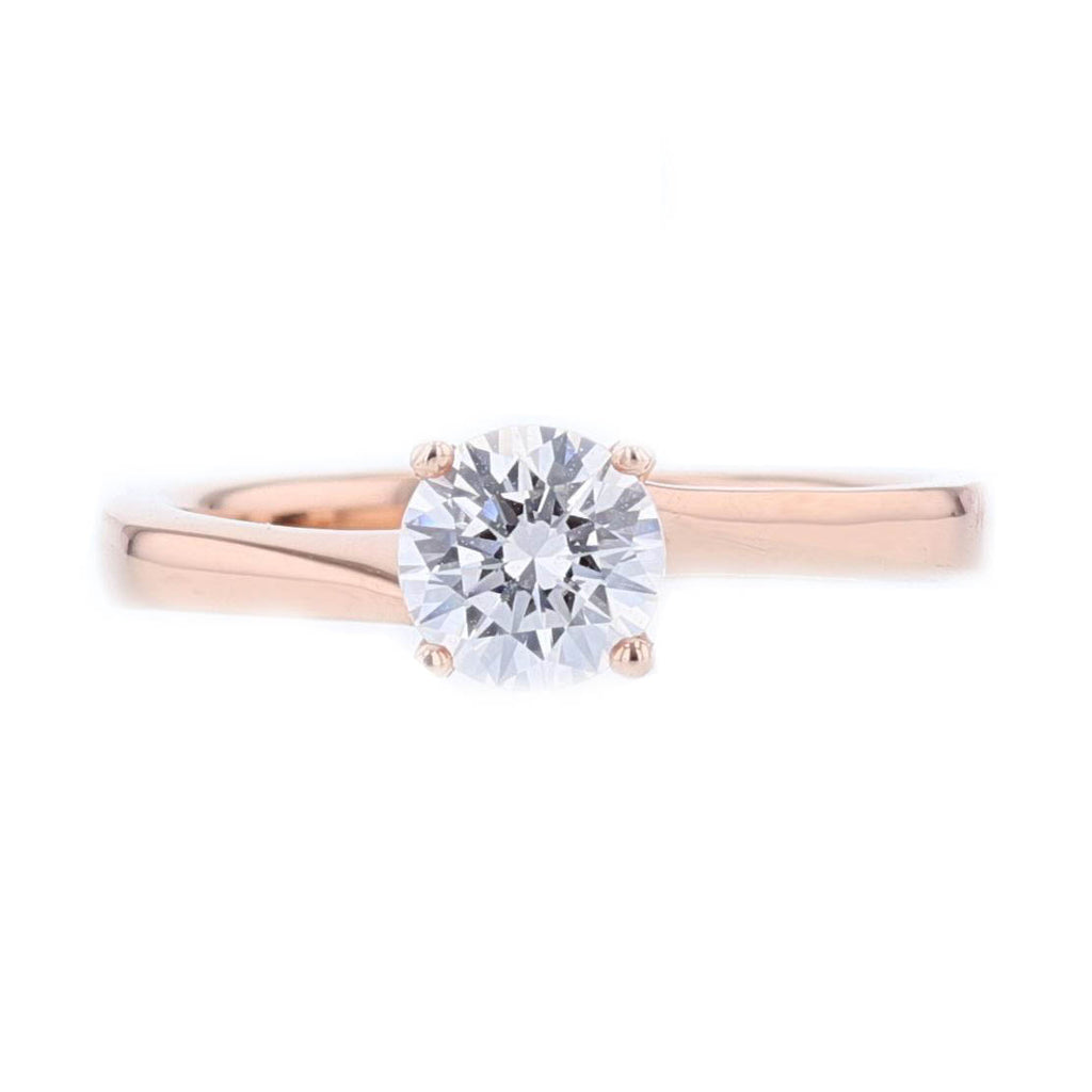 14K Rose Gold Round Solitaire Engagement Ring - Nazarelle