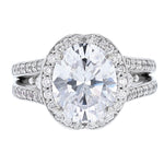 14K White Gold Oval Diamond Engagement Ring - Nazarelle