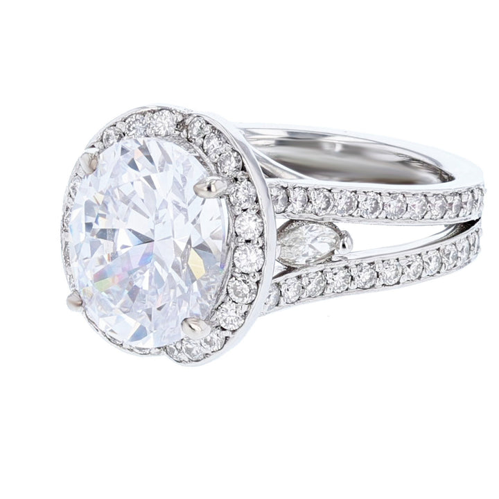 14K White Gold Oval Diamond Engagement Ring - Nazarelle
