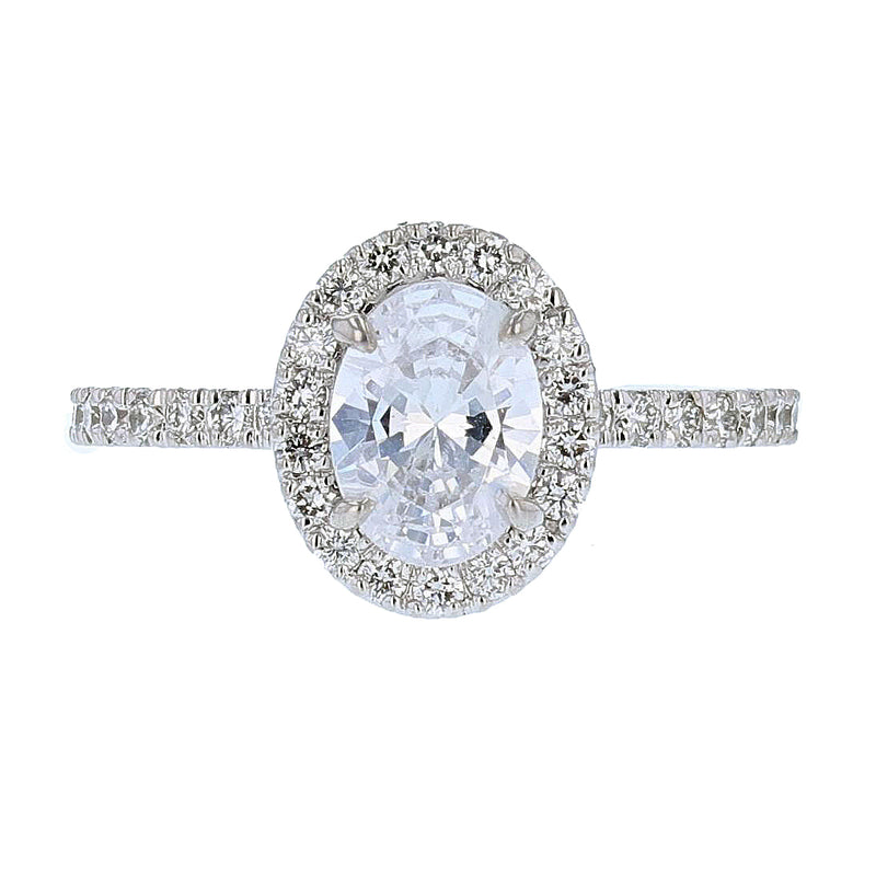 18K White Gold Oval Diamond Engagement Ring - Nazarelle