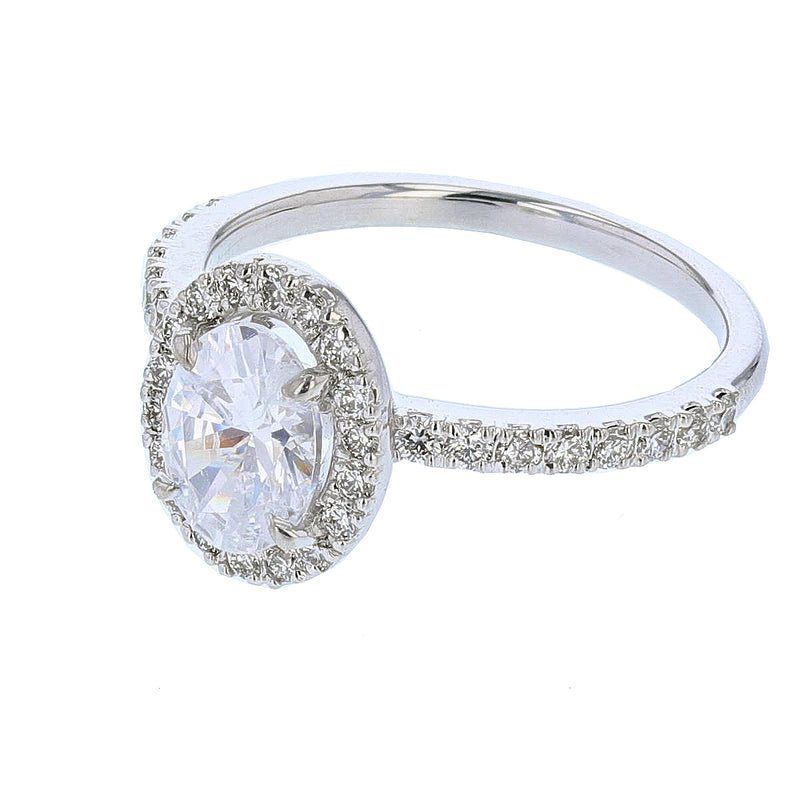 18K White Gold Oval Diamond Engagement Ring - Nazarelle