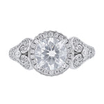 Round Halo Diamond Scroll Engagement Ring - Nazarelle