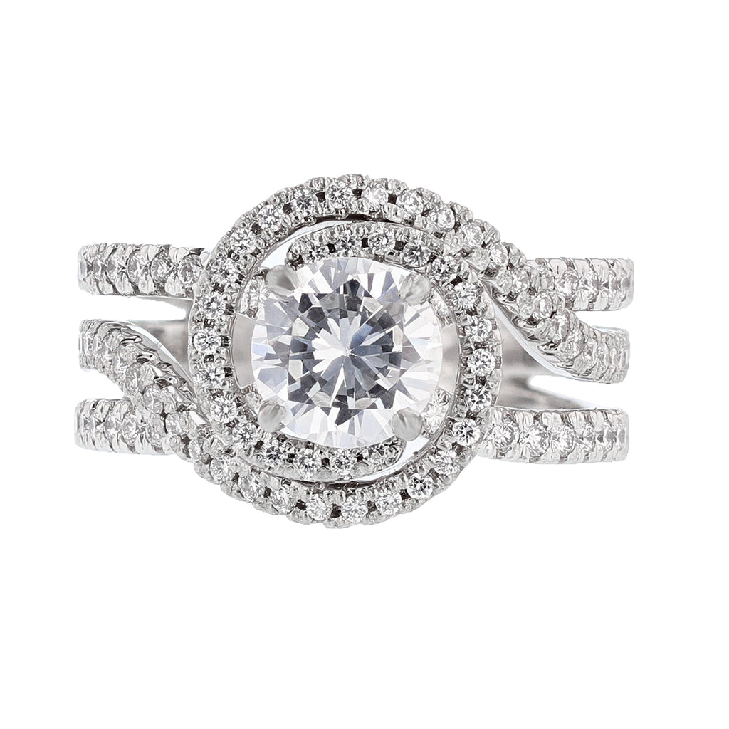 14K White Gold Round Brilliant Diamond Engagement Ring - Nazarelle