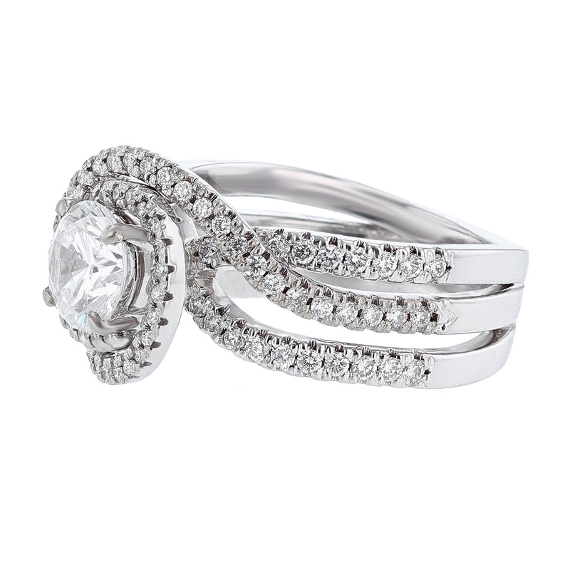 14K White Gold Round Brilliant Diamond Engagement Ring - Nazarelle
