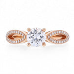14K Rose Gold Round Brilliant Diamond Engagement Ring - Nazarelle