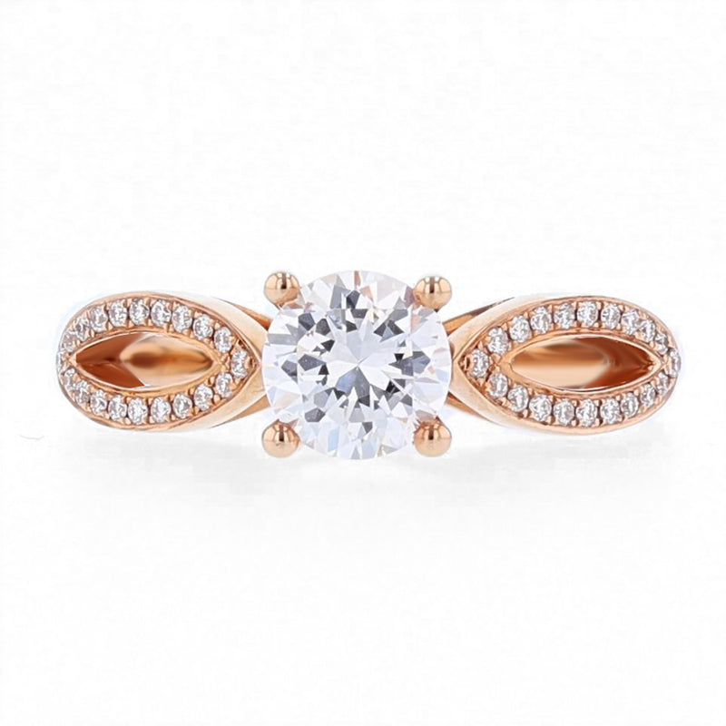 14K Rose Gold Round Brilliant Diamond Engagement Ring - Nazarelle