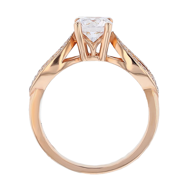 14K Rose Gold Round Brilliant Diamond Engagement Ring - Nazarelle