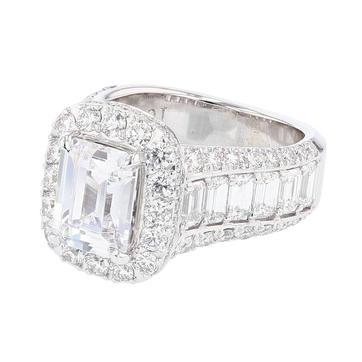 18K White Gold Emerald Cut Diamond Engagement Ring - Nazarelle