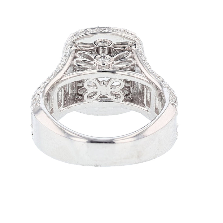 18K White Gold Emerald Cut Diamond Engagement Ring - Nazarelle