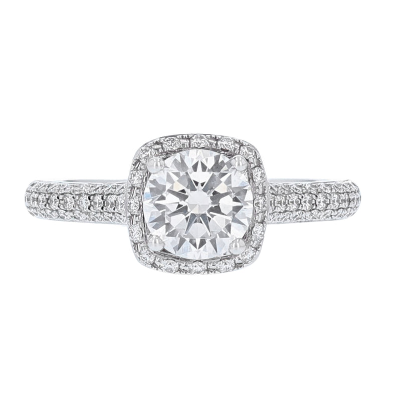 18K White Gold Cushion Halo Diamond  Engagement Ring - Nazarelle