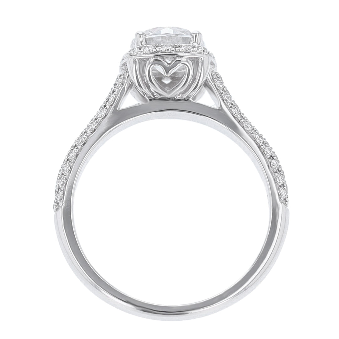 18K White Gold Cushion Halo Diamond  Engagement Ring - Nazarelle