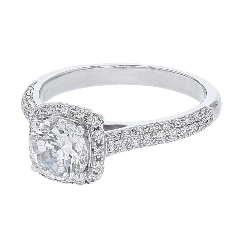 18K White Gold Cushion Halo Diamond  Engagement Ring - Nazarelle