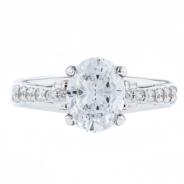 18K White Gold Oval Diamond Engagement Ring - Nazarelle