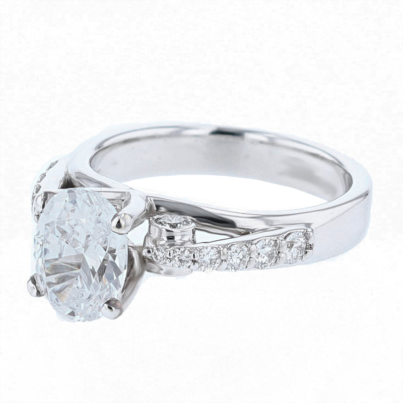 18K White Gold Oval Diamond Engagement Ring - Nazarelle