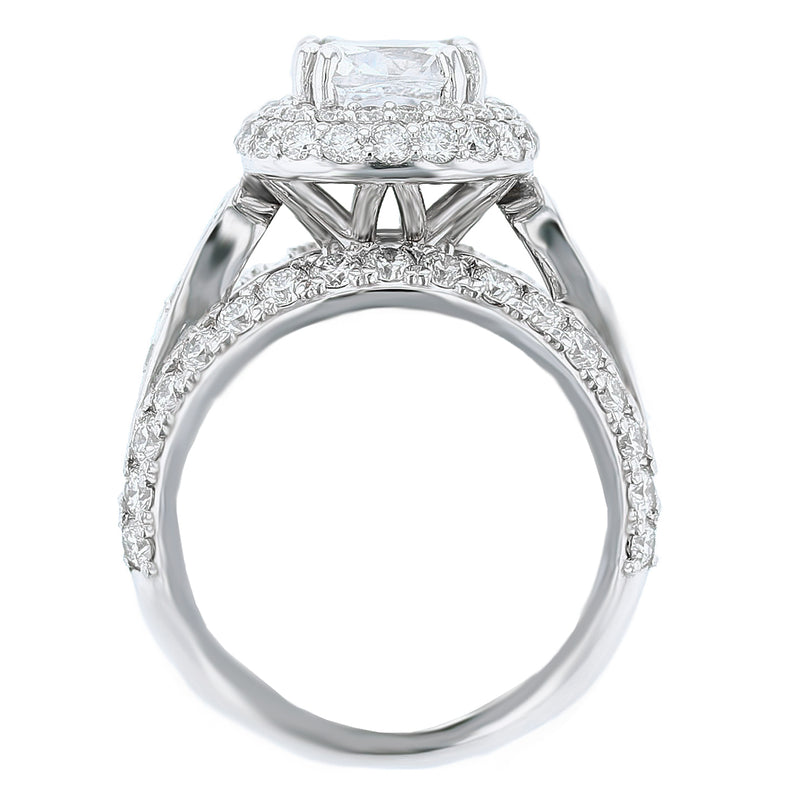 18K White Gold Cushion Halo Diamond Engagement Ring - Nazarelle