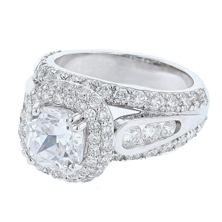 18K White Gold Cushion Halo Diamond Engagement Ring - Nazarelle