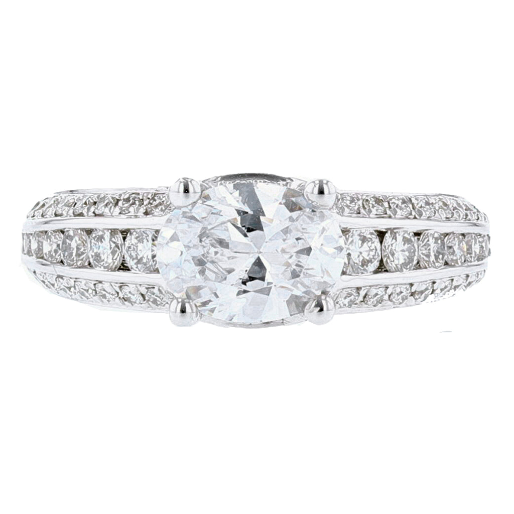 18K White Gold Oval Diamond Engagement Ring - Nazarelle
