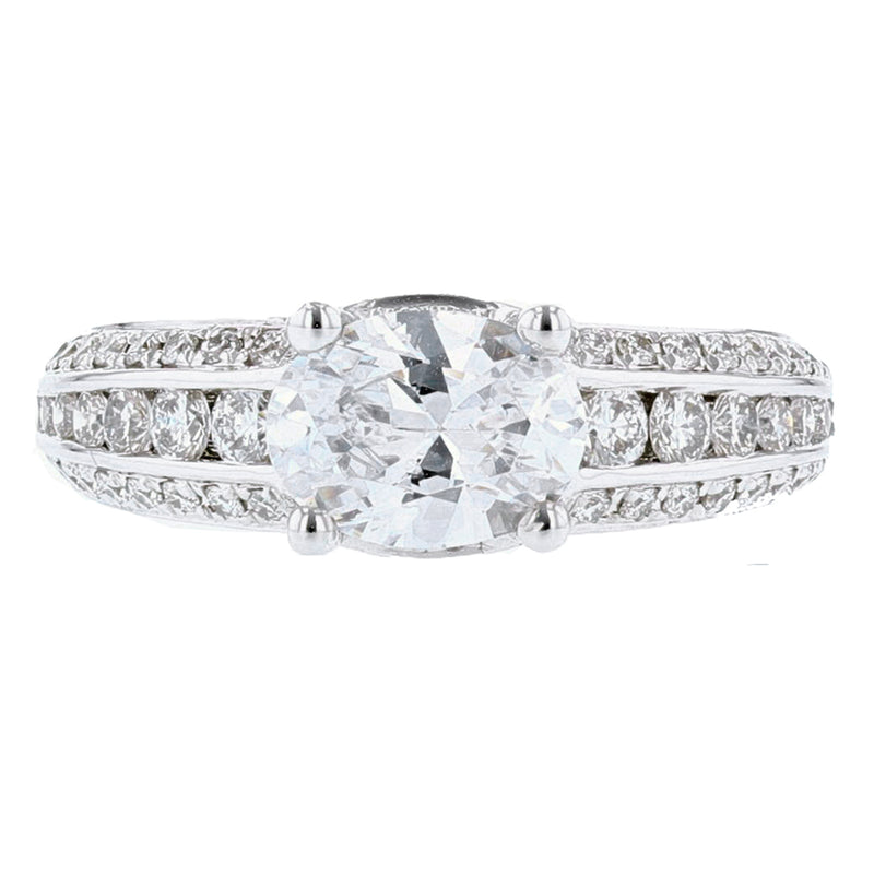 18K White Gold Oval Diamond Engagement Ring - Nazarelle