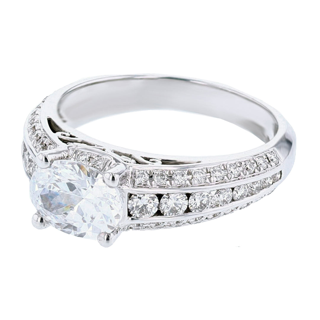 18K White Gold Oval Diamond Engagement Ring - Nazarelle