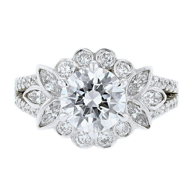 18K White Gold Round Diamond Engagement Ring - Nazarelle