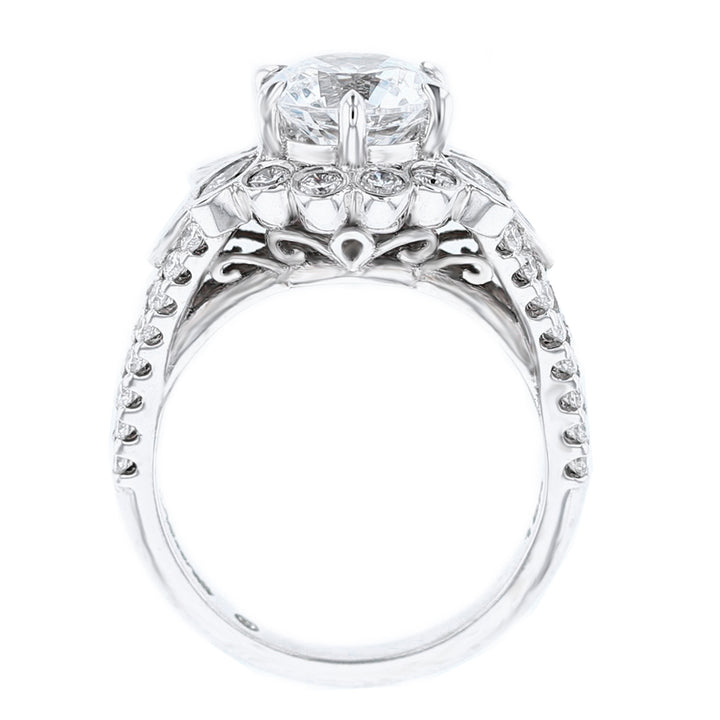 18K White Gold Round Diamond Engagement Ring - Nazarelle