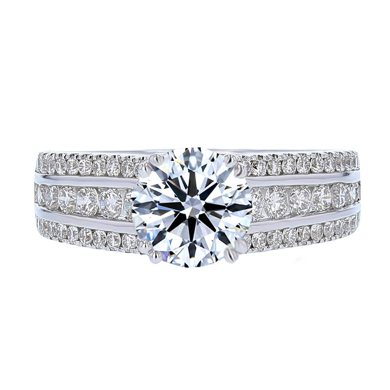 18K White Gold Round Diamond Engagement Ring - Nazarelle