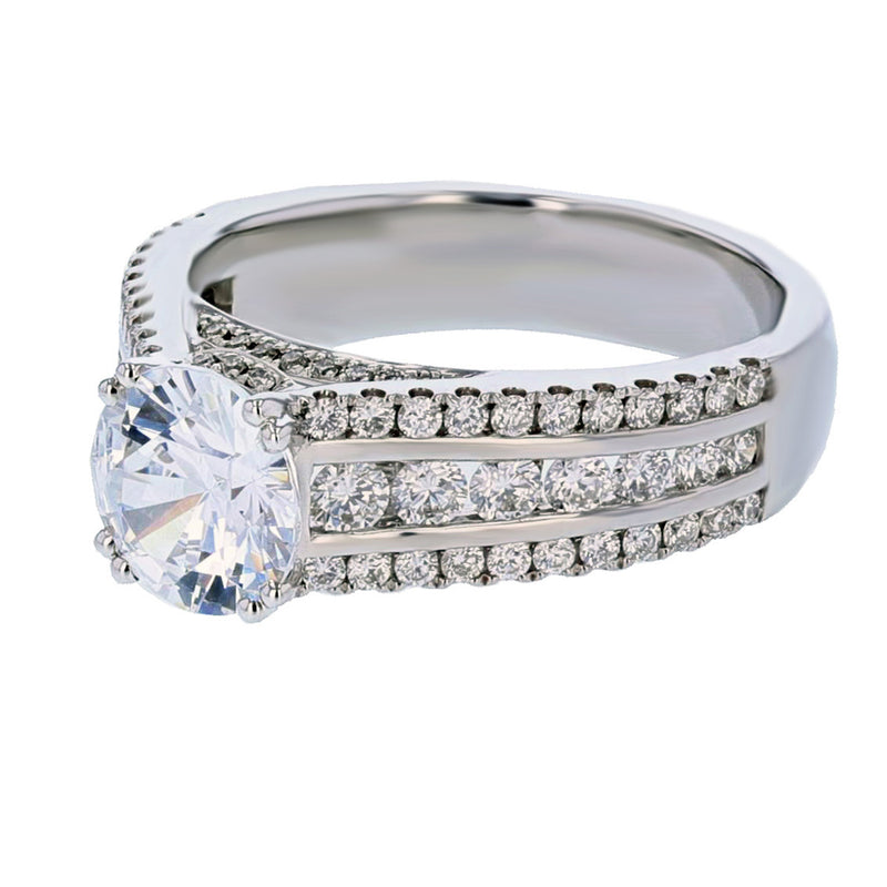 18K White Gold Round Diamond Engagement Ring - Nazarelle
