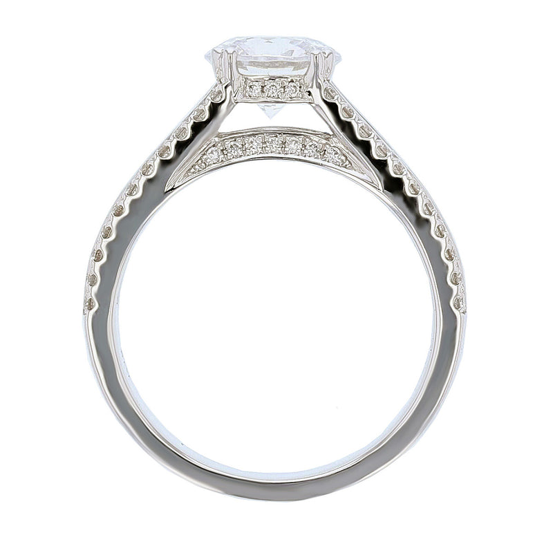 18K White Gold Round Diamond Engagement Ring - Nazarelle