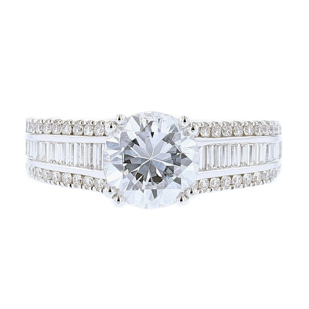 18K White Gold Round Diamond Engagement Ring - Nazarelle