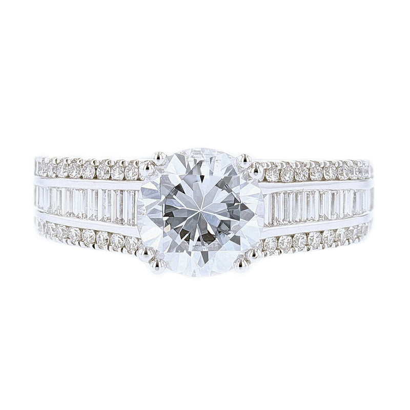 18K White Gold Round Diamond Engagement Ring - Nazarelle