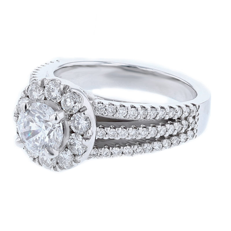 18K White Gold Round Diamond Engagement Ring - Nazarelle