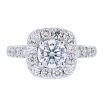 18K White Gold Cushion Halo Round Diamond Engagement Ring - Nazarelle