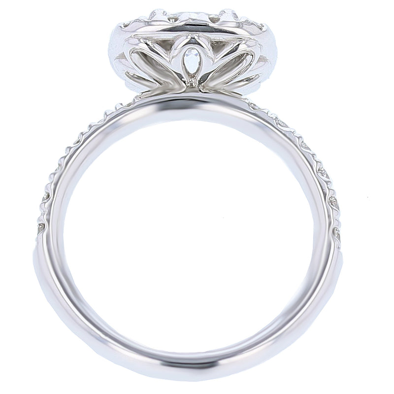 18K White Gold Cushion Halo Round Diamond Engagement Ring - Nazarelle