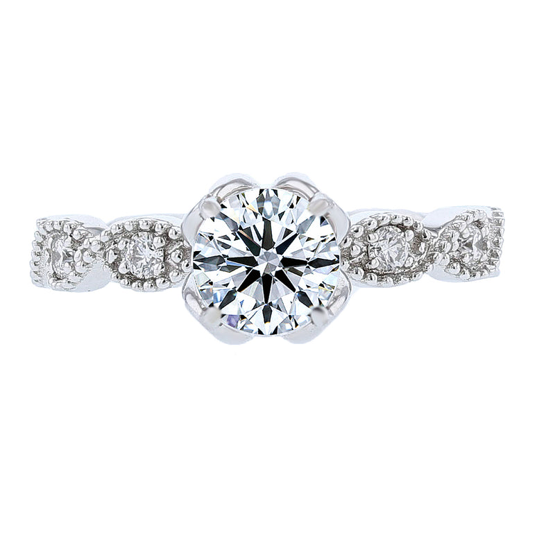 18K White Gold Round Diamond Engagement Ring - Nazarelle