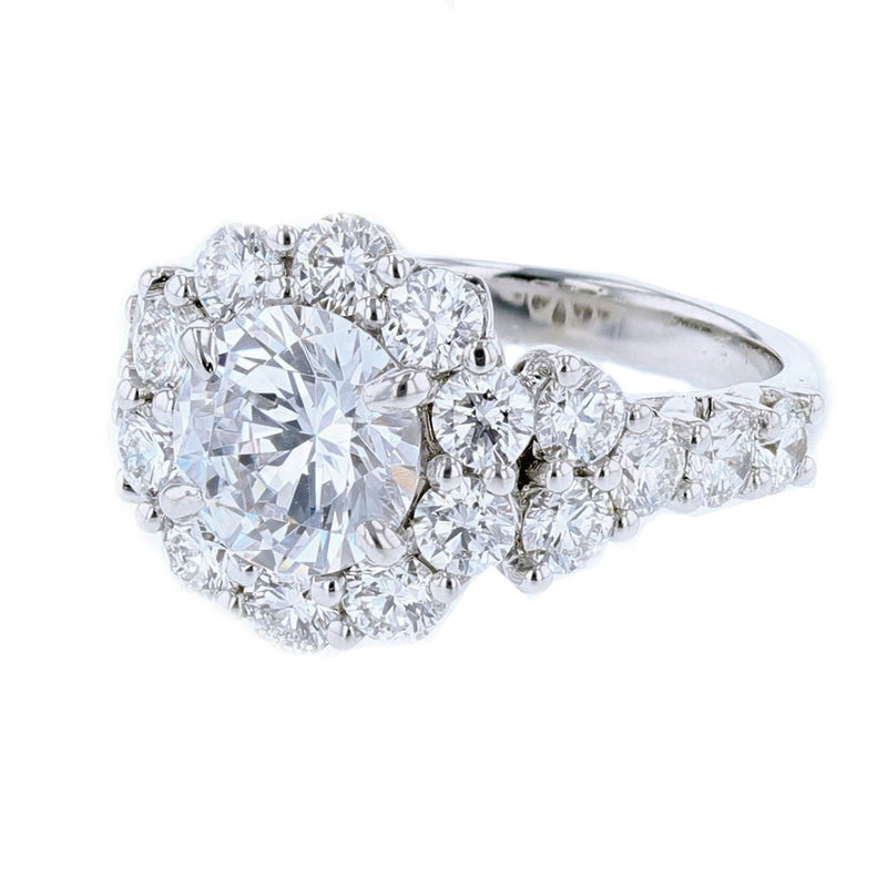 18K White Gold Round Diamond Engagement Ring - Nazarelle