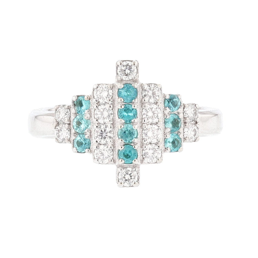 18K White Gold Paraiba Tourmaline and Diamond Ring - Nazarelle