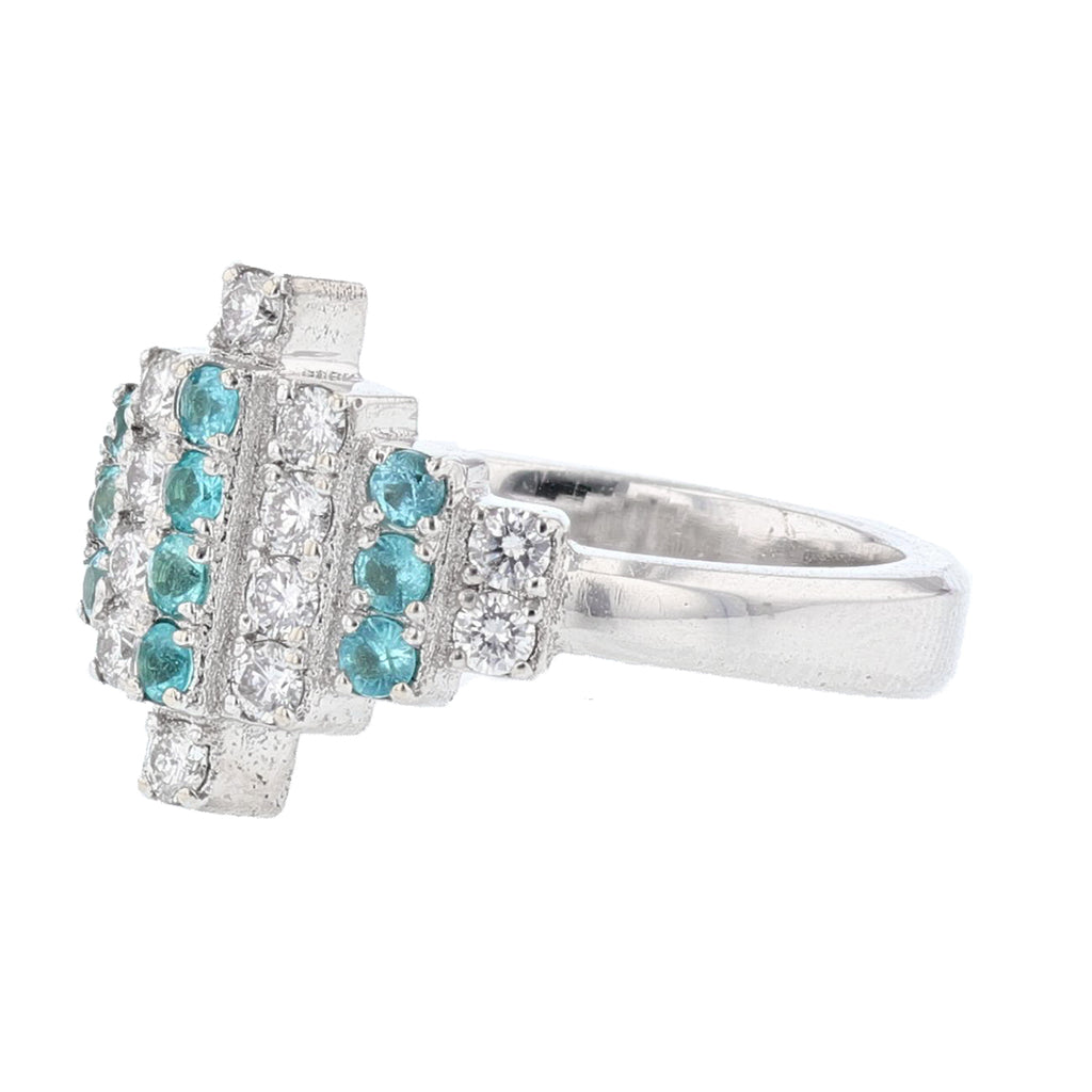 18K White Gold Paraiba Tourmaline and Diamond Ring - Nazarelle