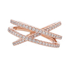 14K Rose Gold Diamond Criss Cross Ring - Nazarelle