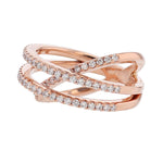 14K Rose Gold Diamond Criss Cross Ring - Nazarelle