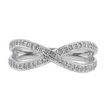 18K White Gold Diamond Criss Cross Ring - Nazarelle